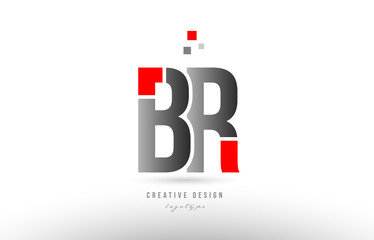 red grey alphabet letter br b r logo combination icon design - obrazy, fototapety, plakaty