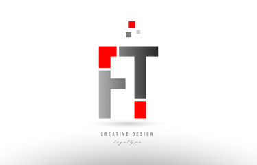 red grey alphabet letter ft f t logo combination icon design - obrazy, fototapety, plakaty