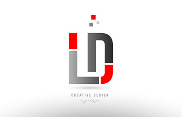 red grey alphabet letter ld l d logo combination icon design - obrazy, fototapety, plakaty