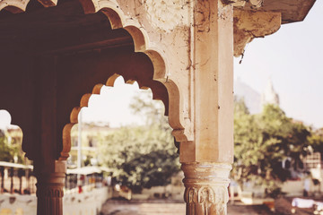 Architectural detail at Pushkar holy lake, Pushkar city, Rajasthan, India