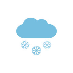 Snowing weather icon, clouds and snow