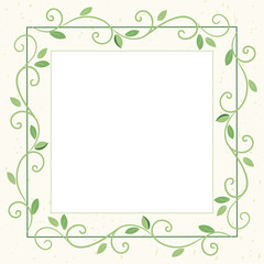 decorative square green frame with green leaves in eco style