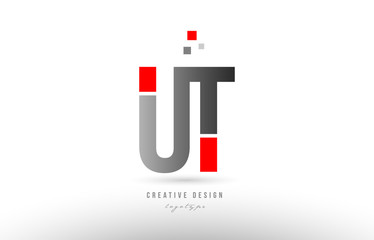 red grey alphabet letter ut u t logo combination icon design