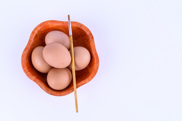 preparation for painting eggs for Easter holidays