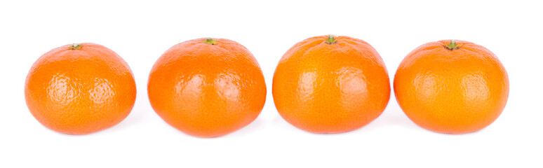 Group of ripe fresh juicy tangerines or mandarines isolated on white background