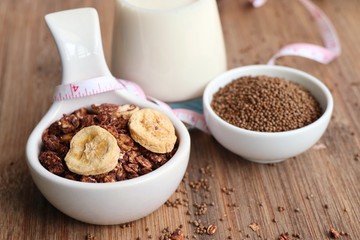 healthy granola with milk