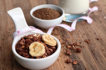 healthy granola with milk