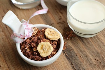 healthy granola with milk