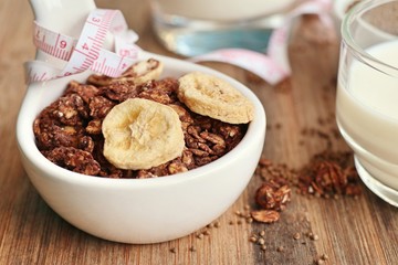 healthy granola with milk
