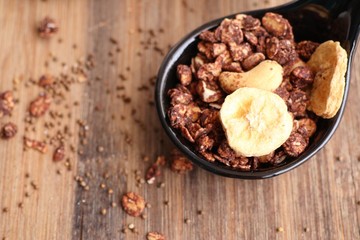 healthy granola with milk