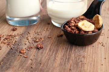 healthy granola with milk