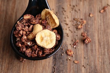 healthy granola with milk