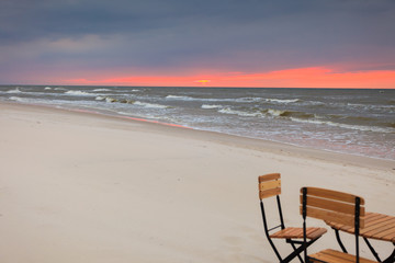 Relaxation place on sandy beach