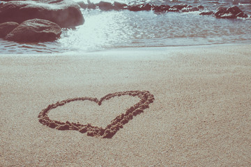 Ein Herz, gemalt in Sand am Meer; Liebe, Glück und Vergänglichkeit