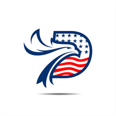 Eagle head on letter D