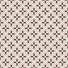 Simple modern print with arrows motif. Minimalist geometric outline seamless pattern. Checked abstract background.