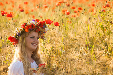 Girl in a poppy field