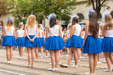 Dancer girls in costume at the carnival