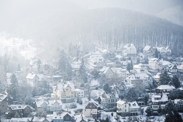 Wernigerode, Stadtpanorama im Winter