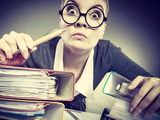Crazy woman in office.