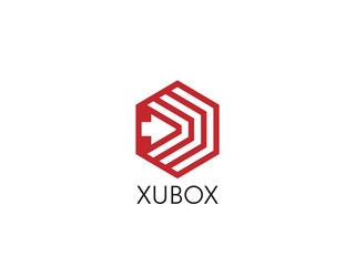 hexagon forward box arrow, abstract polygon logo template. logistic delivery courier transport service logo concept design.