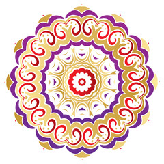 Floral Gold and Red Round Ornament