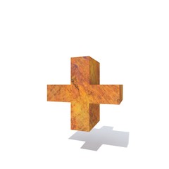 Obraz premium Conceptual old rusted metal font or type, iron or steel industry piece isolated white background. Educative rusty material, aged vintage surface, worn damaged object as 3D illustration rough surface