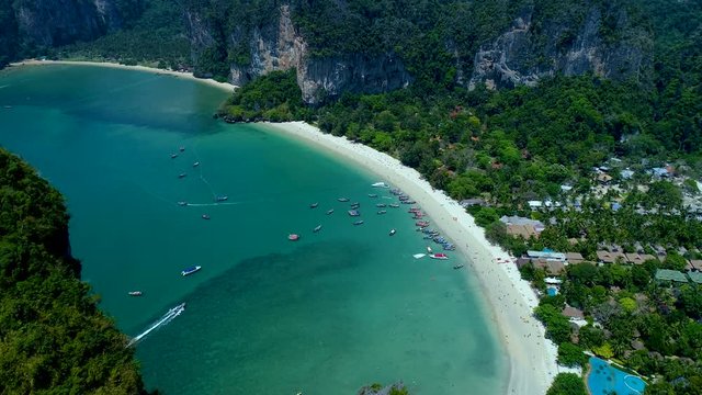 Aerial view of popular Thai Railey Beach, Thailand