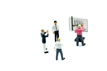 Miniature people : Business Group Meeting Discussion Strategy Working Concept.