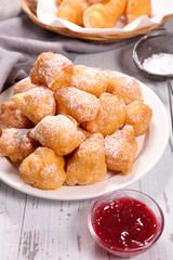 homemade fried donut and jam