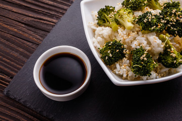cauliflower and broccoli on a rustic background