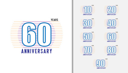 Set of anniversary logotype. Anniversary celebration design template for booklet, leaflet, magazine, brochure poster, web, invitation or greeting card.