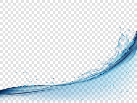 Water surface and splash on transparent background