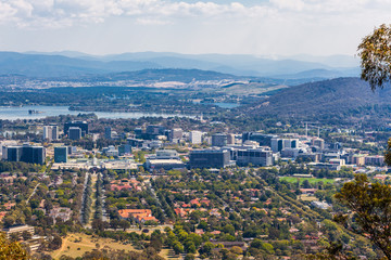 View of Canberra city and lake Burley Griffin from Mt. Ainslie lookout