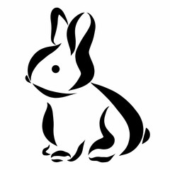 A small rabbit painted with black smooth lines