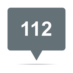 Graue Sprechblase mit 112