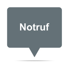 Graue Sprechblase mit Notruf