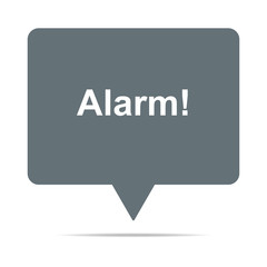 Graue Sprechblase mit Alarm