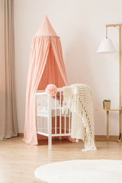 Crib and creative floor lamp