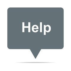 Graue Sprechblase mit Help