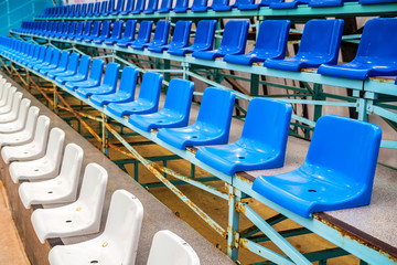 Fototapeta premium Empty blue stadium seats