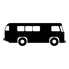 Retro bus icon black color illustration flat style simple image