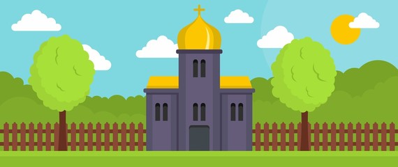 Obraz na płótnie Canvas Orthodox church banner. Flat illustration of orthodox church vector banner for web