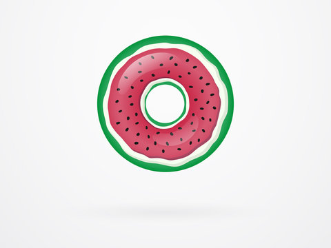 Watermelon Donut Fruit Vector