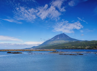 Fototapeta premium View towards the Pico Mountain, Lajes do Pico, Pico Island, Azores, Portugal