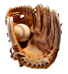 Baseball glove with ball isolated on white