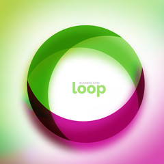 Loop circle business icon, created with glass transparent color shapes