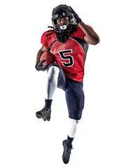 Fotobehang one american football player man studio isolated on white background © snaptitude