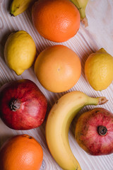 fruits on a white background.