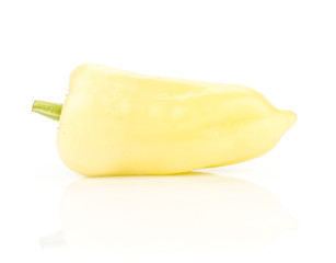 White paprika (Hungarian sweet pepper) isolated on white background one mild smooth.